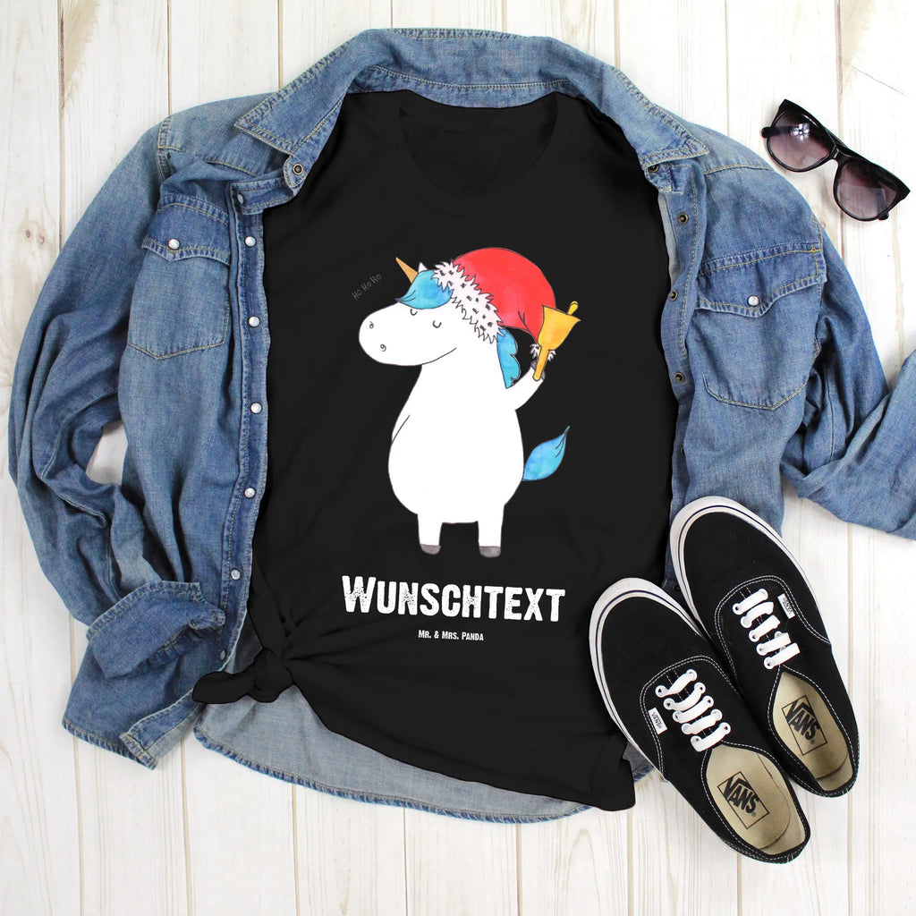 Personalisiertes T-Shirt Einhorn Weihnachtsmann T-Shirt Personalisiert, T-Shirt mit Namen, Wunschtext, Bedrucken, T-Shirt mit Aufruck, Einhorn Deko, Unicorn, Einhorn, Einhörner, Feenstaub, Nikolaus, Weihnachten, Gin, Wunschliste, Schoki, Wunschzettel, Schokolade, Weihnachtsmann