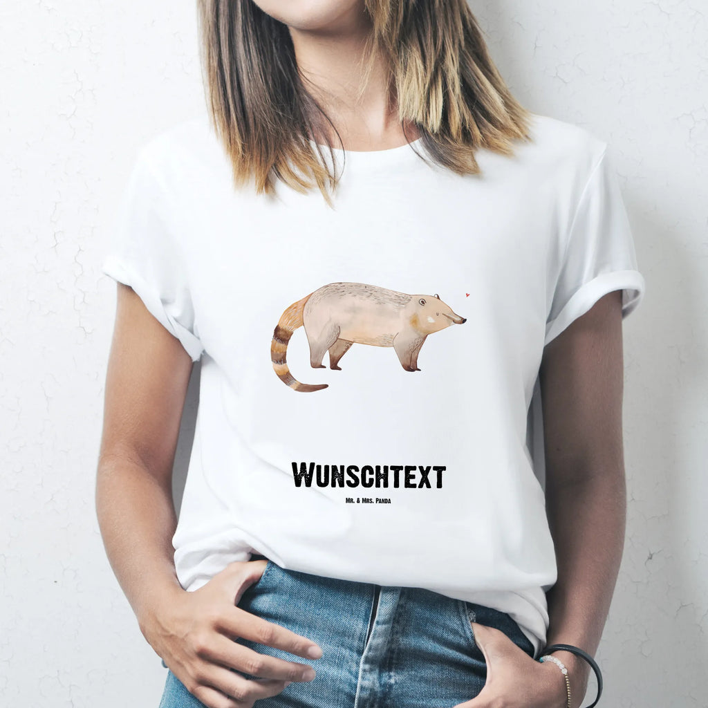 Rozmiar L Personalizowana koszulka Koati T-Shirt mit Aufruck, T-Shirt mit Namen, Bedrucken, T-Shirt Personalisiert, Wunschtext, Lustige Sprüche, Gute Laune, Tiere, Tiermotive, Rüsselbär, Nasenbären, Nasenbär, Bär