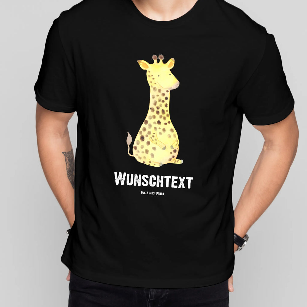 Personalised T-Shirt giraffe Satisfied Bedrucken, T-Shirt mit Aufruck, T-Shirt Personalisiert, Wunschtext, T-Shirt mit Namen, Wildtiere, Afrika, Zufrieden, Giraffe, Glück, Abenteuer