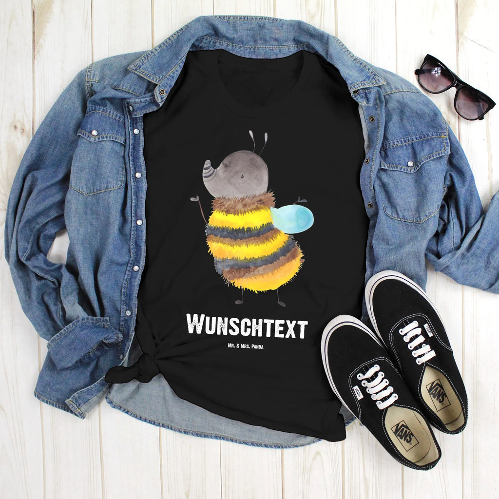 Personalisiertes T-Shirt Hummel flauschig T-Shirt mit Aufruck, Bedrucken, T-Shirt Personalisiert, Frauen, Männer, T-Shirt mit Namen, Wunschtext, Tiermotive, Gute Laune, lustige Sprüche, Tiere, Hummel, Biene, Blume, Flauschig, Natur
