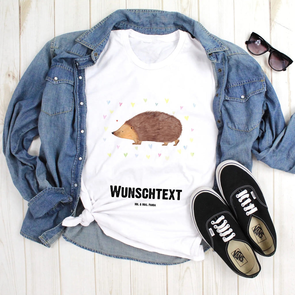 Rozmiar L Personalizowana koszulka jeż serca T-Shirt mit Namen, T-Shirt mit Aufruck, Bedrucken, T-Shirt Personalisiert, Wunschtext, Lustige Sprüche, Gute Laune, Tiere, Tiermotive, Kuss, Liebe, Igel, Leben, Herz, Herzen, Vertrauen