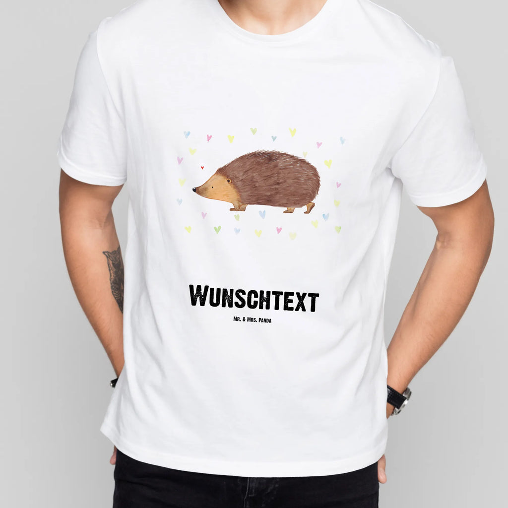 Rozmiar L Personalizowana koszulka jeż serca T-Shirt mit Namen, T-Shirt mit Aufruck, Bedrucken, T-Shirt Personalisiert, Wunschtext, Lustige Sprüche, Gute Laune, Tiere, Tiermotive, Kuss, Liebe, Igel, Leben, Herz, Herzen, Vertrauen