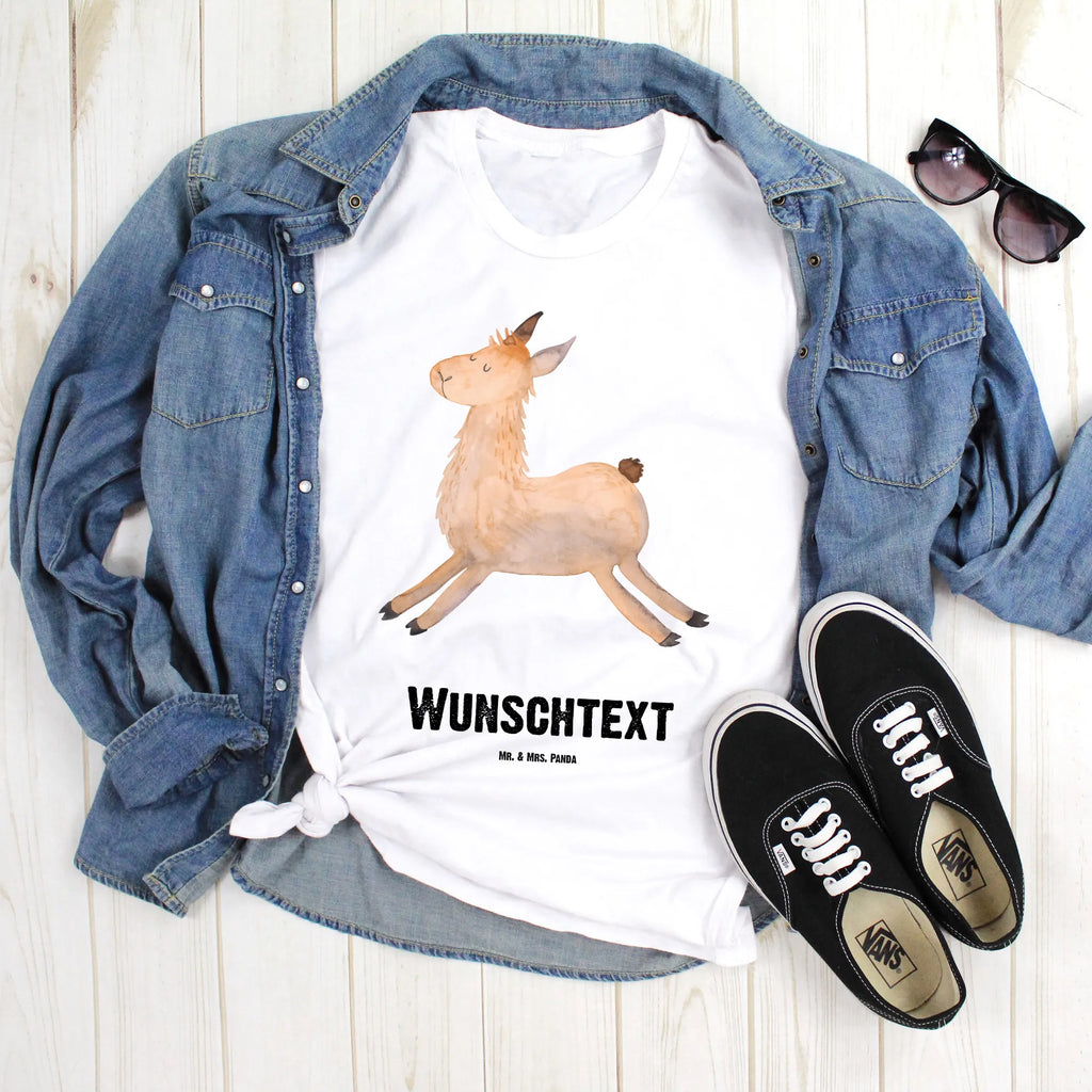 Personalisiertes T-Shirt Lama springend T-Shirt mit Namen, Wunschtext, T-Shirt mit Aufruck, T-Shirt Personalisiert, Bedrucken, Alpaka, Lama, Happy Day, Freundin, Liebeskummer, Abitur, Neustart, Guten Morgen, Fröhlich, Prüfung, Lamas, Start, Lieblingstag, Glück