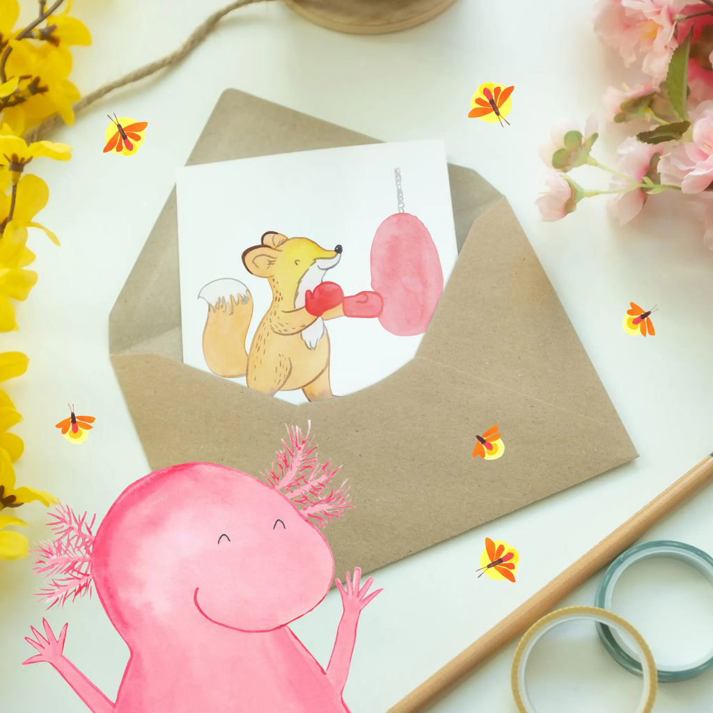 Personalised greetings card Fox boxing Gift, sport, hobby, giving, thank you, award, profit, athlete, boxing, boxing match, boxing training