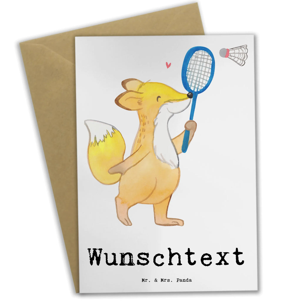 Personalised greetings card Fox play badminton Gift, sport, hobby, giving, thank you, award, profit, athlete, Play shuttlecock, badminton