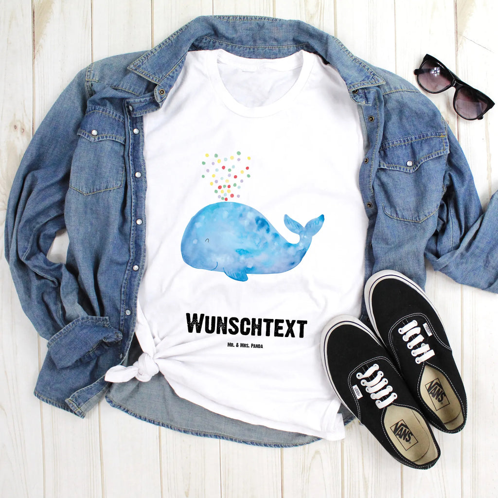 Personalised T-Shirt whale confetti T-Shirt mit Namen, Bedrucken, T-Shirt mit Aufruck, Wunschtext, T-Shirt Personalisiert, Meer, Urlaub, Meerestiere, Geburtstag, Trennung, Wale, Motivation, Diät, Abnehmen, Wal, Neustart, Neuanfang, Konfetti, Lebensabschnitt