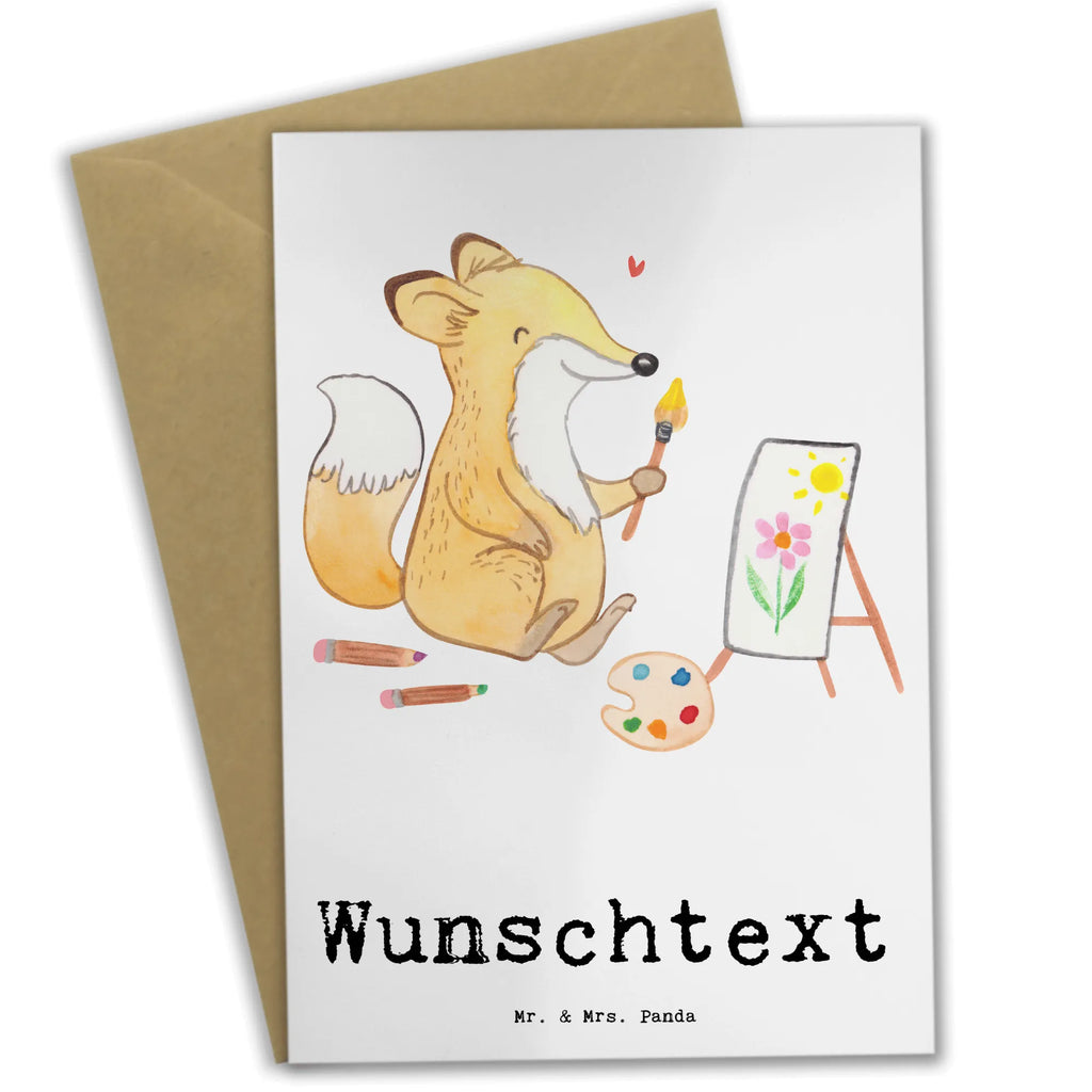 Personalised greetings card Fox To paint Gift, sport, hobby, giving, thank you, award, profit, athlete, artist, Painting, hobby artist, drawing