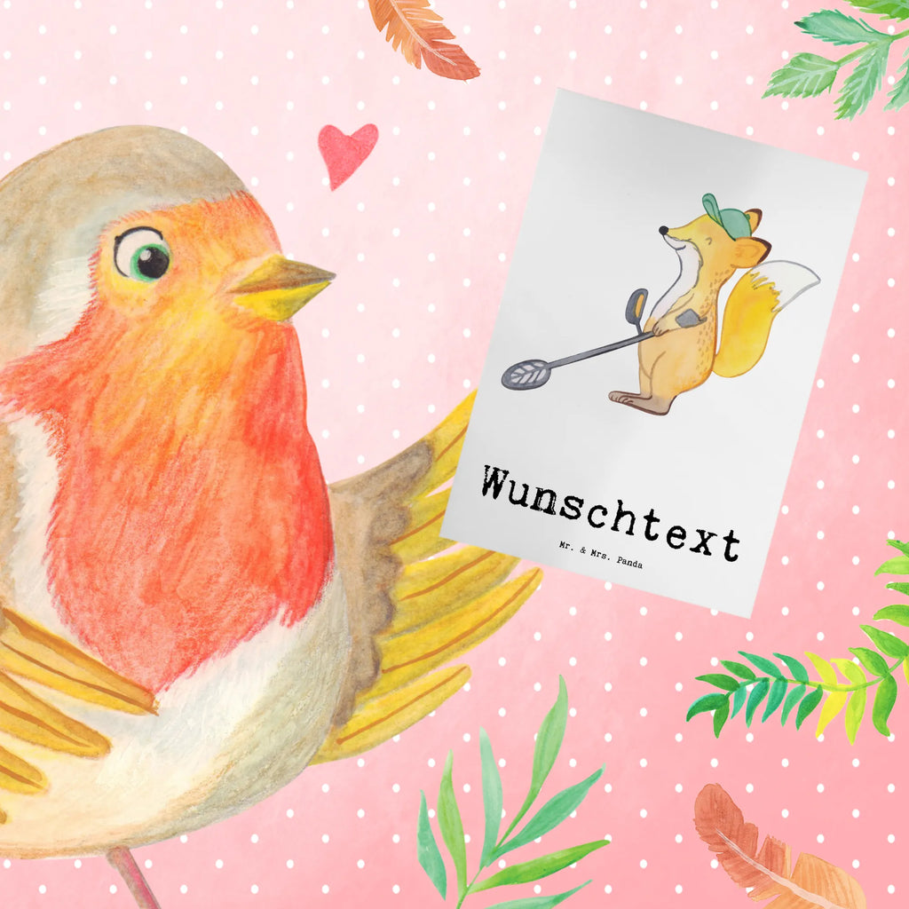 Personalised greetings card Fox metal detector Gift, sport, hobby, giving, thank you, award, profit, athlete, look for coins, Metal detector, treasure hunt, probe walker, probe