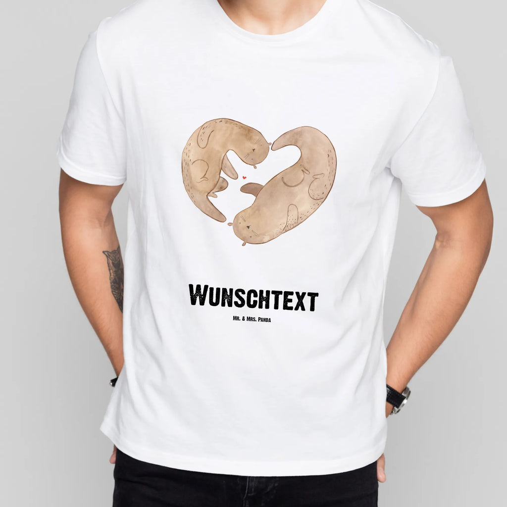 Personalisiertes T-Shirt Otter Herz T-Shirt mit Namen, T-Shirt mit Aufruck, Wunschtext, Bedrucken, Frauen, T-Shirt Personalisiert, Männer, Otter, Fischotter, Seeotter, gemeinsames Leben, Love you, Liebesbeweis, Liebe, Liebesgeschenk, Herz, Verlobung, Hochzeitstag, Jahrestag, Bessere Hälfte