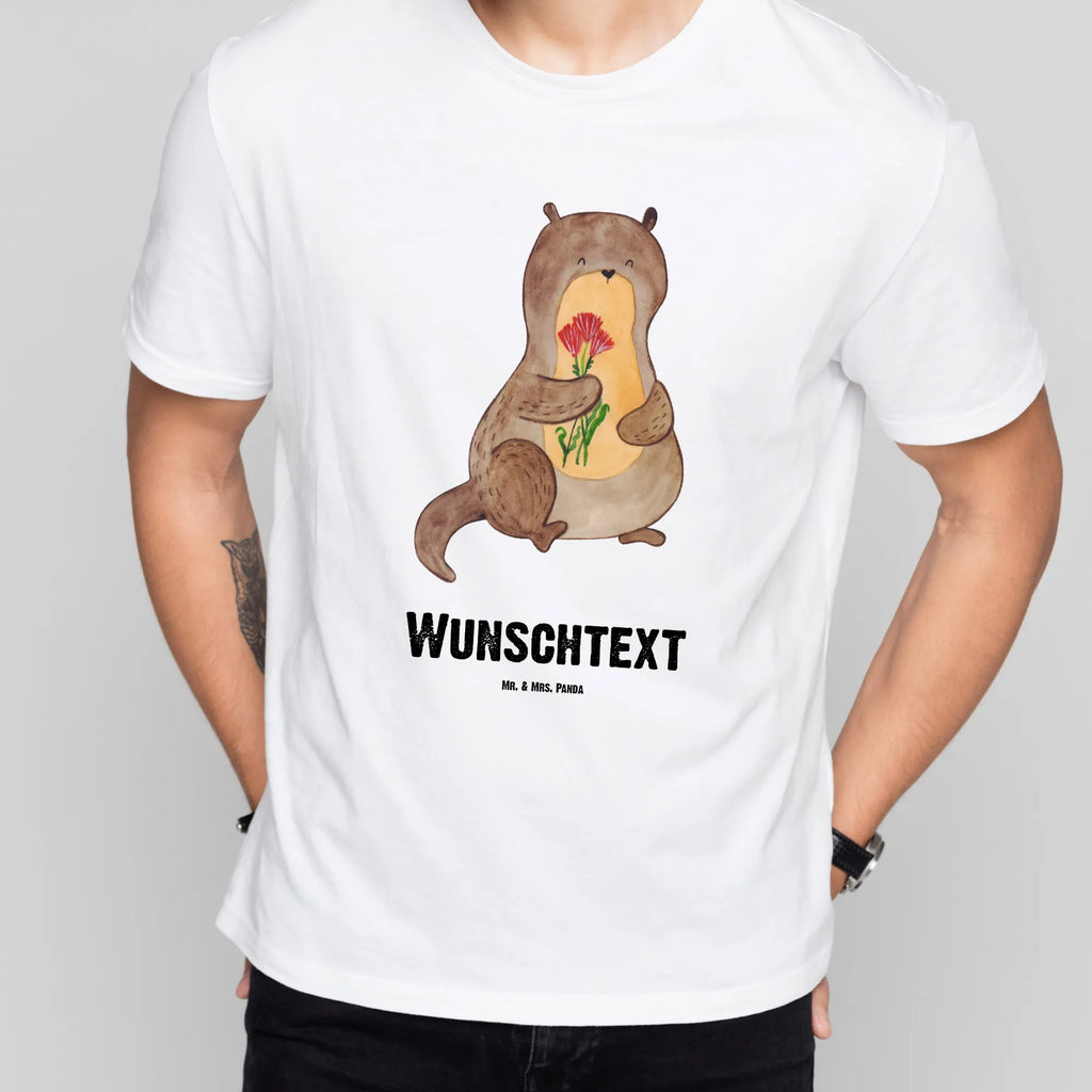 Rozmiar L Personalizowana koszulka wydra bukiet kwiatów T-Shirt mit Aufruck, Wunschtext, T-Shirt mit Namen, Bedrucken, T-Shirt Personalisiert, Fischotter, Seeotter, Otter, Otter Seeotter See Otter
