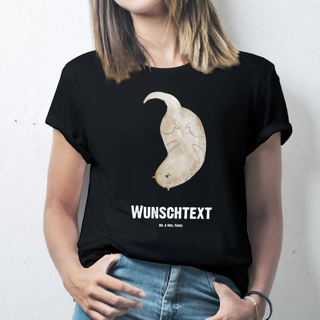 Rozmiar L Personalizowana koszulka wydra Do góry nogami T-Shirt mit Namen, Wunschtext, Bedrucken, T-Shirt mit Aufruck, T-Shirt Personalisiert, Fischotter, Seeotter, Otter, Otter Seeotter See Otter