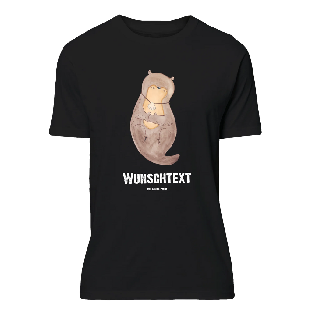 Personalisiertes T-Shirt Otter mit Muschelmedaillon Frauen, Wunschtext, Bedrucken, T-Shirt mit Aufruck, T-Shirt mit Namen, Männer, T-Shirt Personalisiert, Otter, Fischotter, Seeotter, Tagträumen, träumen, Motivation, Büro, Otterliebe, grübeln