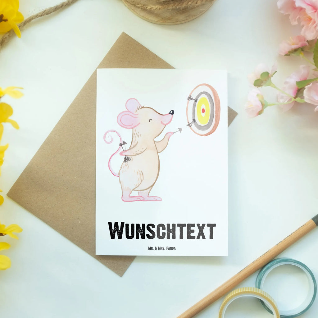 Spersonalizowana kartka z życzeniami Mysz Gra w rzutki Prezent, Sport, Dyscyplina sportowa, Hobby, Darować, Dziękuję, Dzięki, Wyróżnienie, Wygrana, Sportowiec