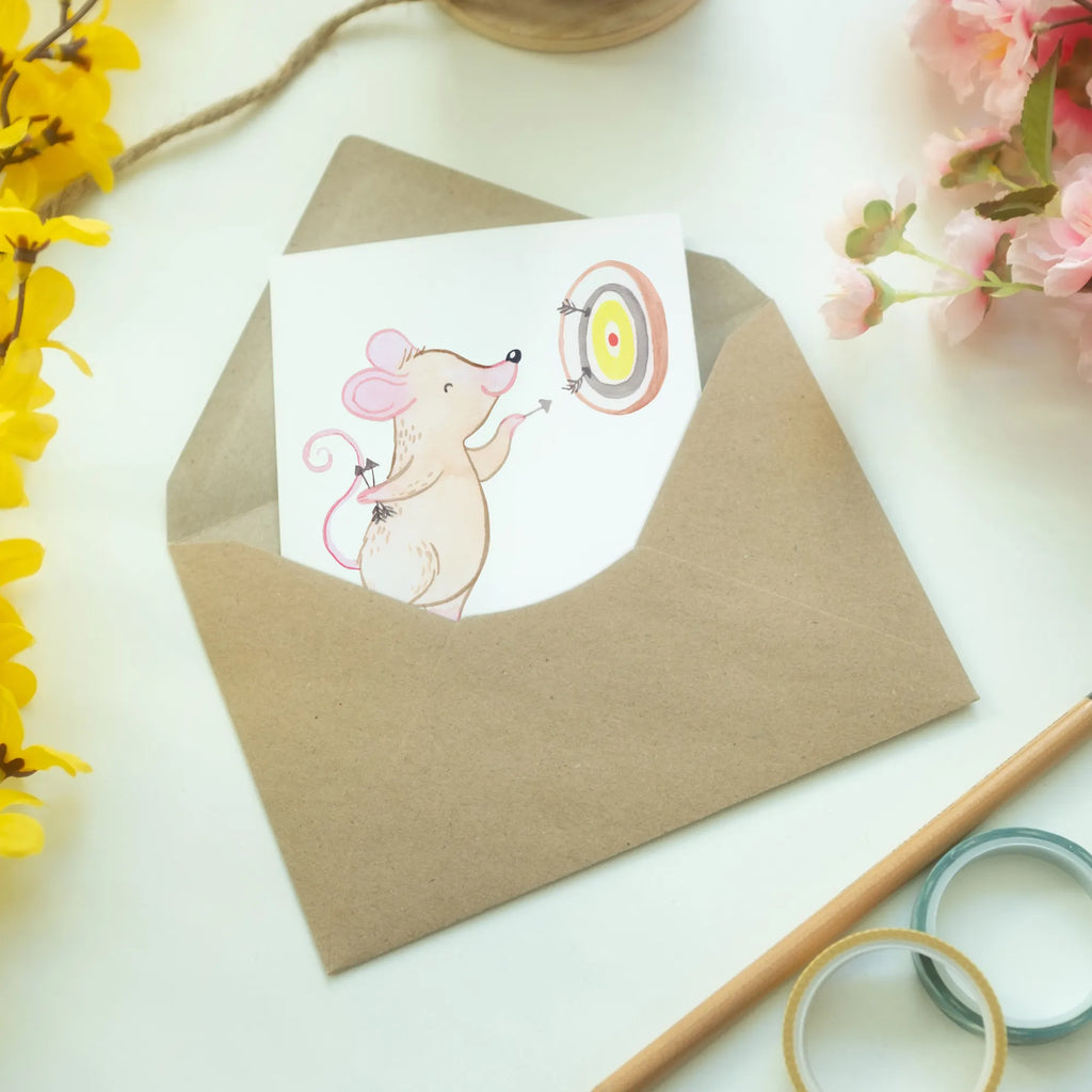 Spersonalizowana kartka z życzeniami Mysz Gra w rzutki Prezent, Sport, Dyscyplina sportowa, Hobby, Darować, Dziękuję, Dzięki, Wyróżnienie, Wygrana, Sportowiec