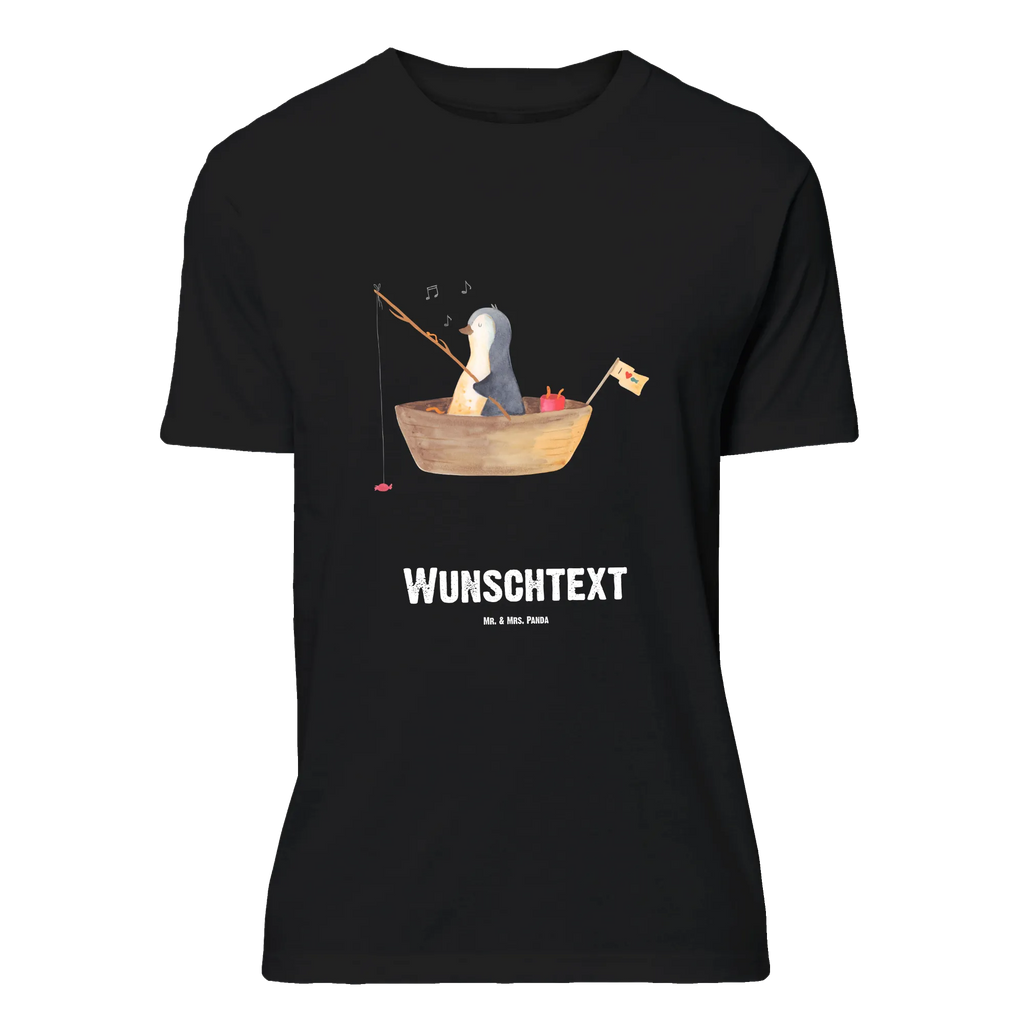 Personalised T-Shirt Penguin fishing boat T-Shirt mit Aufruck, T-Shirt mit Namen, T-Shirt Personalisiert, Bedrucken, Wunschtext, Pinguin, Angeln, Genießen, Pinguine, Angelboot, Boot, Lebenslust, Neuanfang, Motivation, Geschenkidee Liebeskummer, Trennung, Leben, Neustart, Scheidung