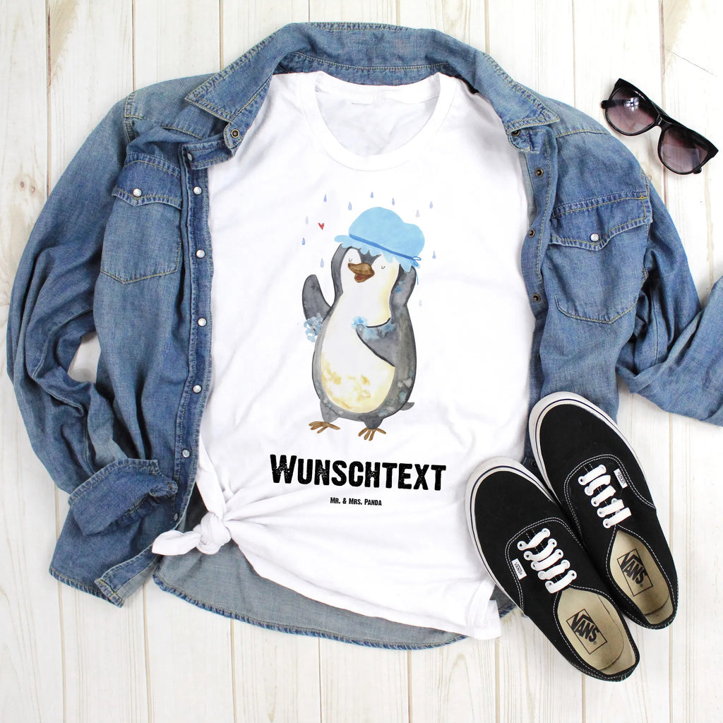 Personalisiertes T-Shirt Pinguin duscht T-Shirt Personalisiert, T-Shirt mit Namen, Bedrucken, Wunschtext, T-Shirt mit Aufruck, Pinguin, Duschen, Pinguine, Neustart, glücklich sein, Motivation, Lebensmotto, Dusche, Neuanfang