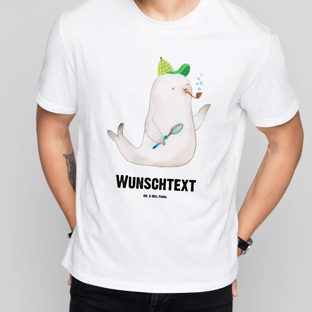 Personalised T-Shirt seal sherlock T-Shirt Personalisiert, Wunschtext, Bedrucken, T-Shirt mit Namen, T-Shirt mit Aufruck, Lustige Sprüche, Gute Laune, Tiere, Tiermotive