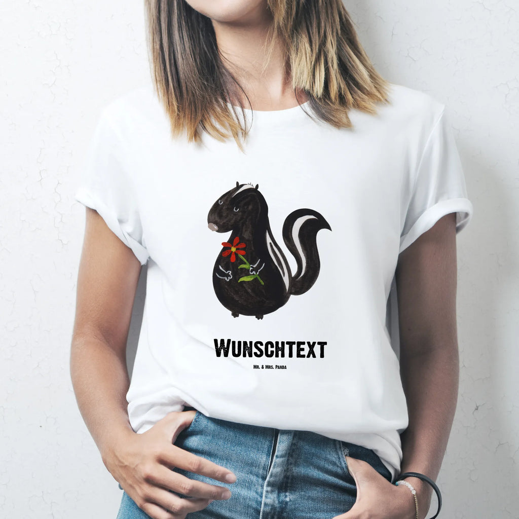 Personalised T-Shirt skunk flower T-Shirt mit Aufruck, Bedrucken, Wunschtext, T-Shirt mit Namen, T-Shirt Personalisiert, Stinktier, Skunk, Verträumt, Stinki, Tagträumer, Wildtier, Raubtier, Dreams, Träume, Stinker