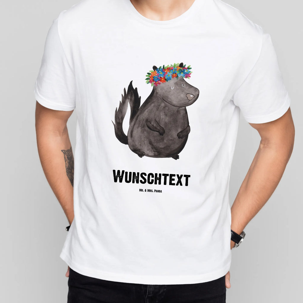 Personalisiertes T-Shirt Stinktier Blumenmaedchen Wunschtext, T-Shirt mit Namen, Bedrucken, T-Shirt Personalisiert, T-Shirt mit Aufruck, Stinktier, Skunk, Namaste, Wildtier, Raubtier, Yoga, Stinki, Stinker