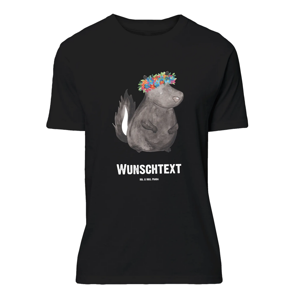 Personalisiertes T-Shirt Stinktier Blumenmaedchen Wunschtext, T-Shirt mit Namen, Bedrucken, T-Shirt Personalisiert, T-Shirt mit Aufruck, Stinktier, Skunk, Namaste, Wildtier, Raubtier, Yoga, Stinki, Stinker