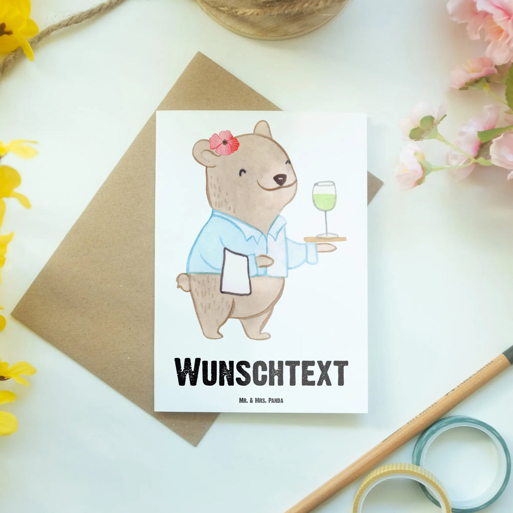 Personalised greetings card Waitress heart gift, gift idea, best, farewell gift, passing exam, anniversary, retirement, promotion, job start, sayings, funny, profession