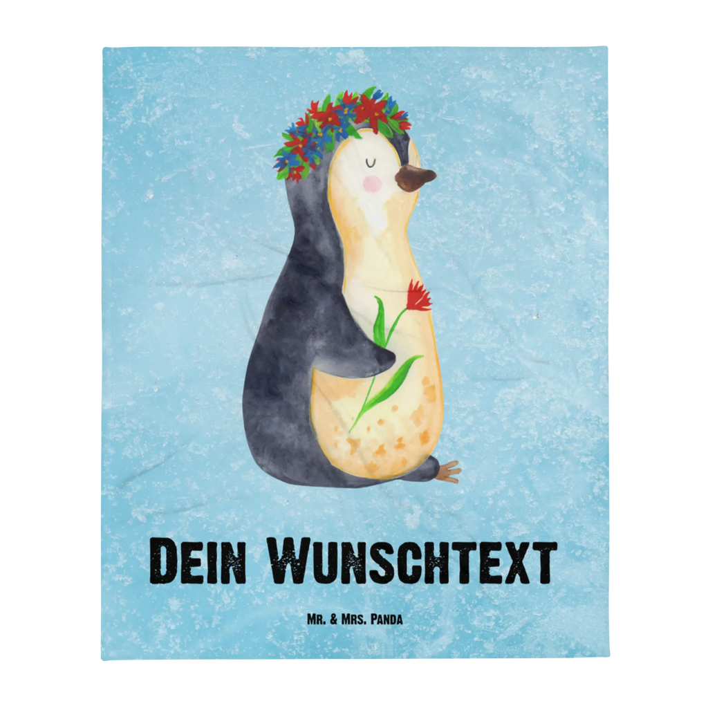 Personalisierte Decke Pinguin Blumenkranz Decke mit Namen, Personalisierte Decke, Decke bedrucken, Kuscheldecke bedrucken, Kuscheldecke mit Namen, Pinguin, Liebeskummer, Universum, Lebensziele, Lebenslust, Wünsche, Geschenkidee, Blumenkranz, Pinguine, Ziele, Motivation, Leben