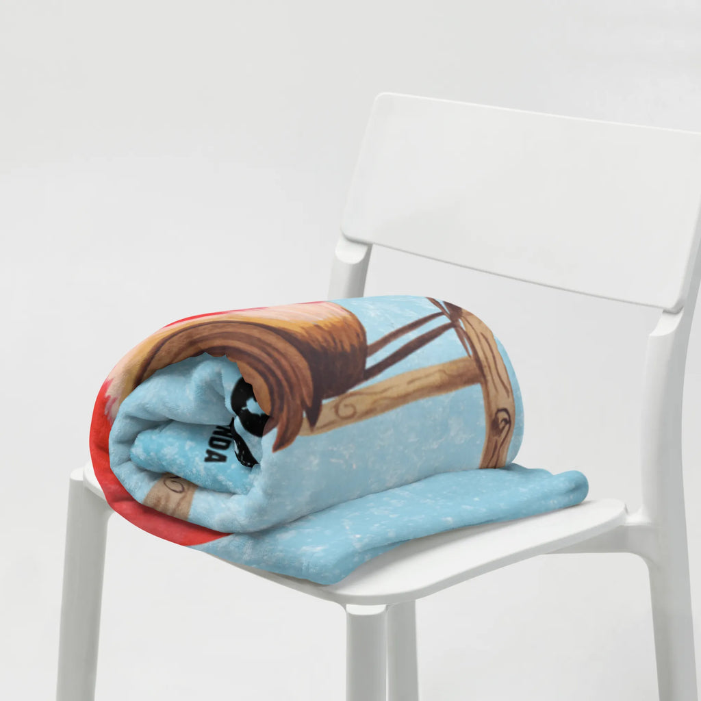 Personalizowany koc rudzik sanki Zima, Boże Narodzenie, dekoracje świąteczne, Mikołaj, Adwent, Wigilia, zimowy motyw