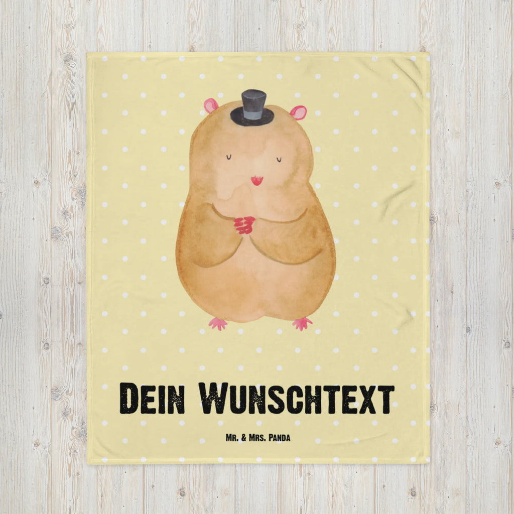 Personalisierte Decke Hamster mit Hut Decke mit Namen, Kuscheldecke bedrucken, Kuscheldecke mit Namen, Decke bedrucken, Personalisierte Decke, Tiermotive, Gute Laune, lustige Sprüche, Tiere, Hamster, Magier, Zauberer, Zylinder, Zwerghamster, Hut