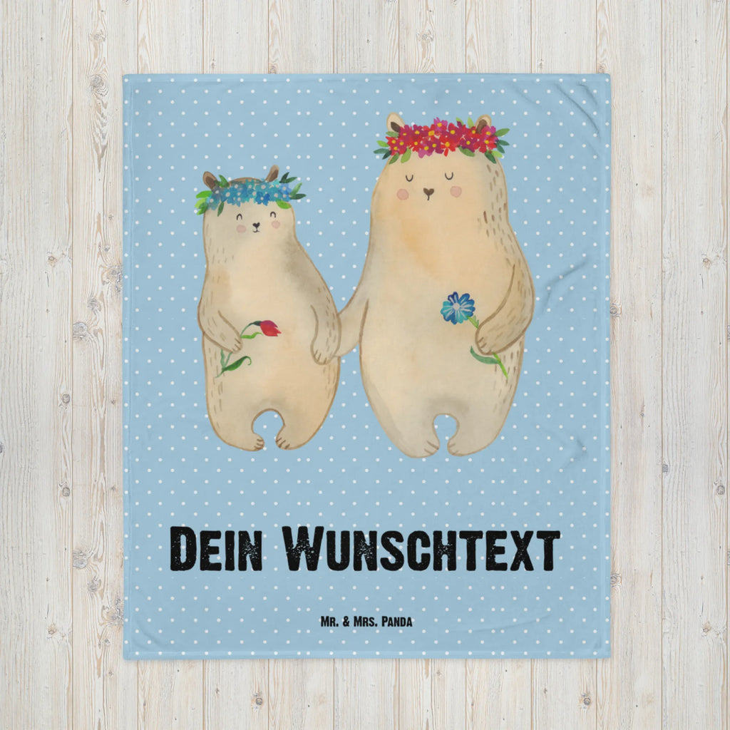 Personalisierte Decke Bären mit Blumenkranz Kuscheldecke bedrucken, Kuscheldecke mit Namen, Decke mit Namen, Decke bedrucken, Personalisierte Decke, Familie, Vatertag, Muttertag, Bruder, Schwester, Mama, Papa, Oma, Opa, Lieblingsmama, Bär, Bären, weltbeste Mama, Family, Mutter, Mutti, Vorbild, beste Mutter, Kinder, Lieblingsmensch, Mami, Kind, Tochter, Geschenk Mama. Muttertag, Töchter