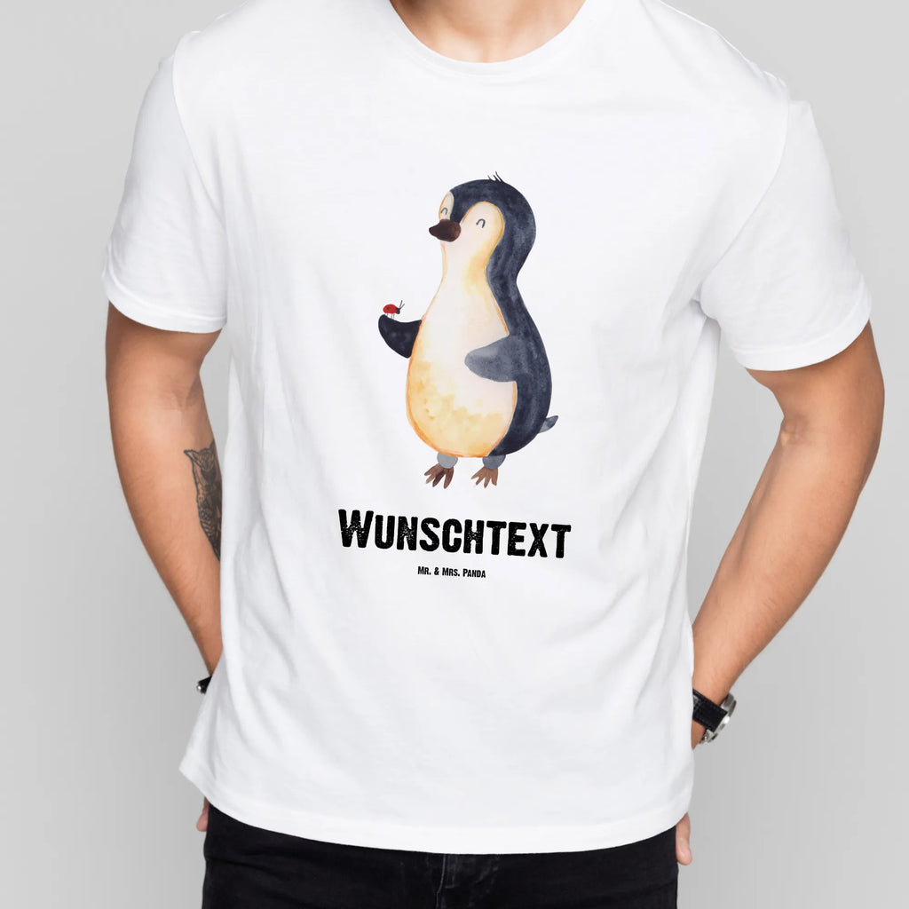 Rozmiar L Personalizowana koszulka Pingwin biedronka T-Shirt Personalisiert, T-Shirt mit Aufruck, Bedrucken, T-Shirt mit Namen, Wunschtext, Pinguin, Liebe, Wunder, Marienkäfer, Glück, Pinguine, Freude, Lebensfreude