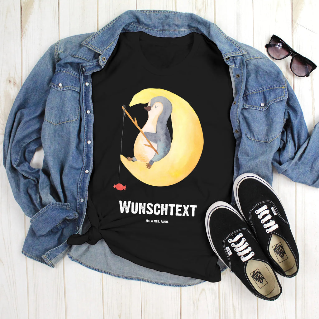 Personalised T-Shirt Penguin moon T-Shirt mit Namen, T-Shirt Personalisiert, T-Shirt mit Aufruck, Pinguin, Pinguine, Gästezimmer, Spruch, schlafen, Schlafzimmer, Einschlafen, Nachtruhe, Schlafstörungen