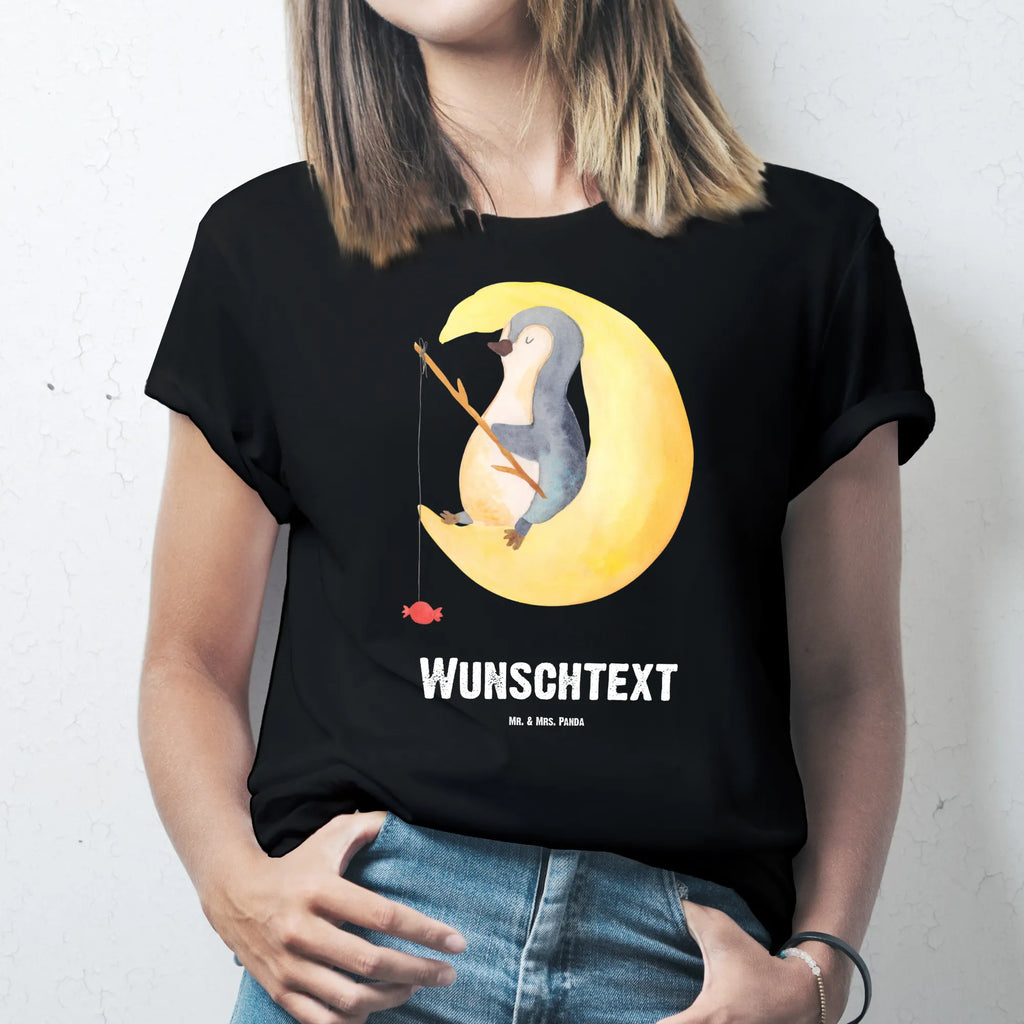 Personalised T-Shirt Penguin moon T-Shirt mit Namen, T-Shirt Personalisiert, T-Shirt mit Aufruck, Pinguin, Pinguine, Gästezimmer, Spruch, schlafen, Schlafzimmer, Einschlafen, Nachtruhe, Schlafstörungen