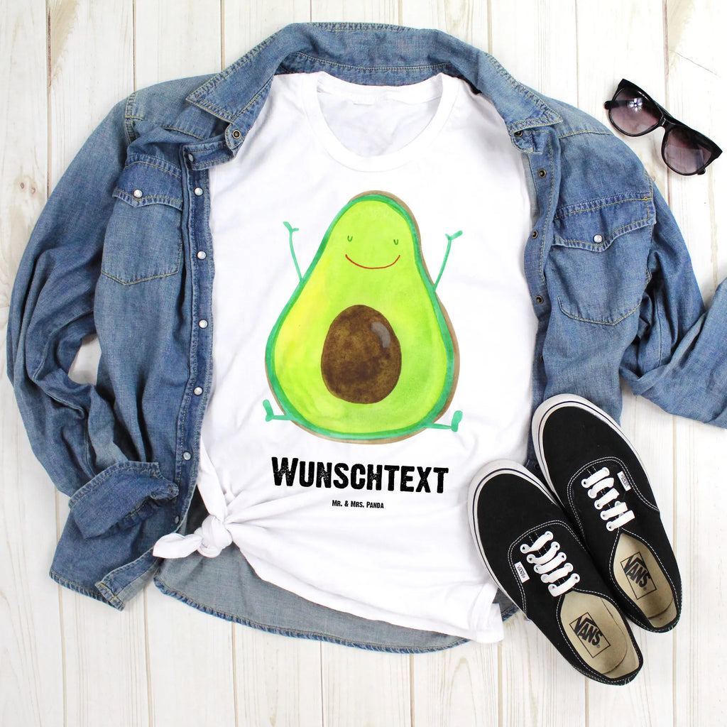 Personalisiertes T-Shirt Avocado Happy Bedrucken, T-Shirt mit Namen, Wunschtext, T-Shirt mit Aufruck, T-Shirt Personalisiert, Avocado, Veggie, Vegan, Gesund, Chaos