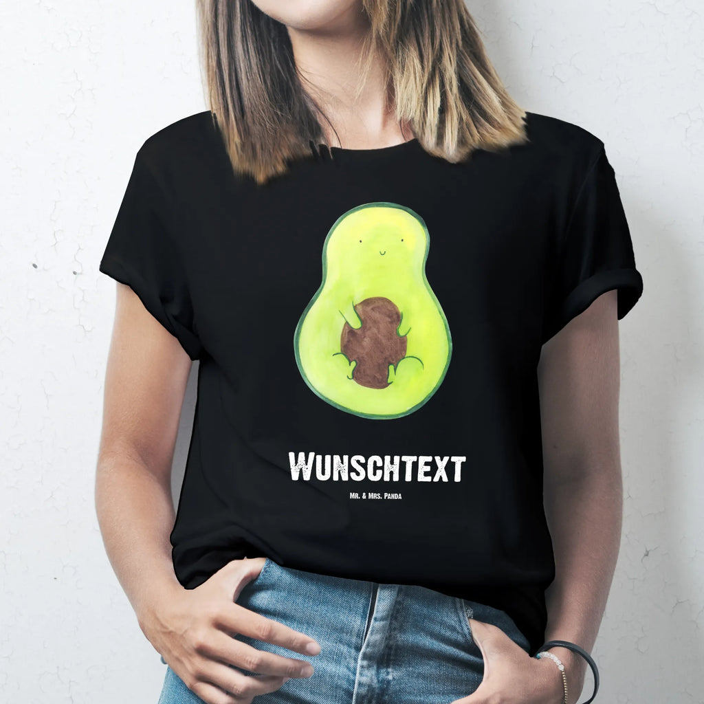 Personalisiertes T-Shirt Avocado mit Kern T-Shirt mit Aufruck, Bedrucken, T-Shirt mit Namen, T-Shirt Personalisiert, Wunschtext, Avocado, Veggie, Vegan, Gesund, Spruch Leben, Kern, Avocadokern, Pflanze, Avokado