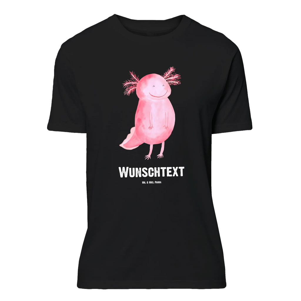 Personalisiertes T-Shirt Axolotl glücklich Wunschtext, Bedrucken, T-Shirt mit Namen, T-Shirt Personalisiert, T-Shirt mit Aufruck, Molch, Axolotl, Gute Laune, Lurch, Schwanzlurch, Axolot, Lurche, Motivation