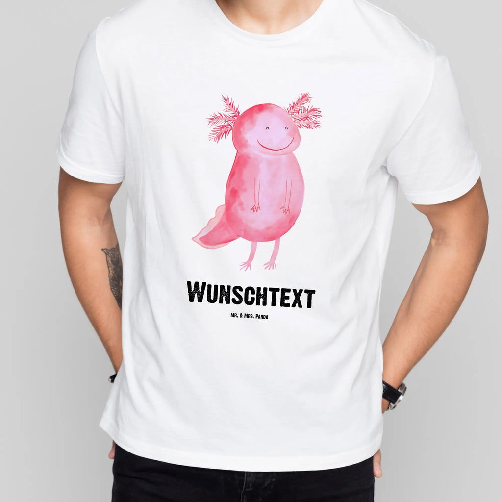 Personalisiertes T-Shirt Axolotl glücklich Wunschtext, Bedrucken, T-Shirt mit Namen, T-Shirt Personalisiert, T-Shirt mit Aufruck, Molch, Axolotl, Gute Laune, Lurch, Schwanzlurch, Axolot, Lurche, Motivation