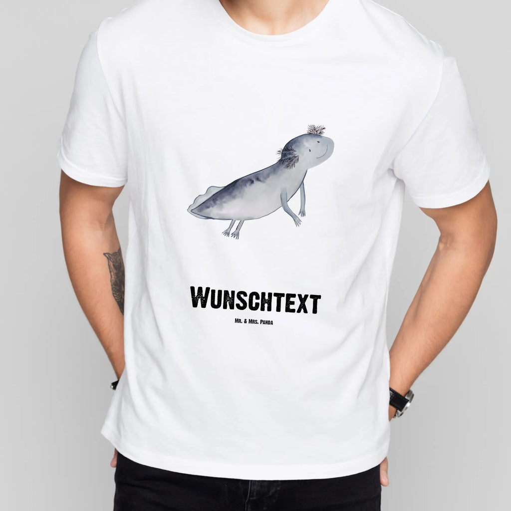 Personalisiertes T-Shirt Axolotl schwimmt Wunschtext, Bedrucken, T-Shirt Personalisiert, T-Shirt mit Namen, T-Shirt mit Aufruck, Molch, Axolotl, Lurch, Problem, Schwanzlurch, Motivation, Lurche, Axolot, Probleme, Lösungen
