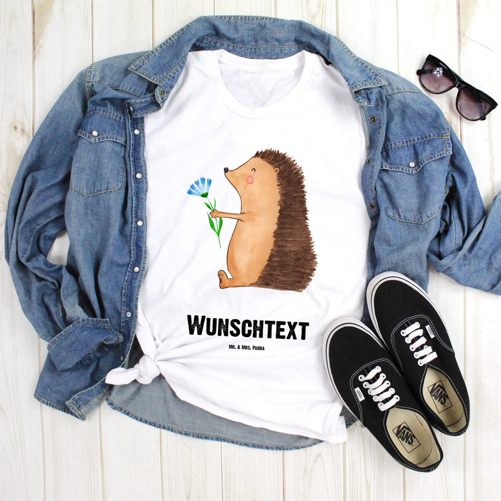 Rozmiar L Personalizowana koszulka jeż Kwiaty T-Shirt mit Namen, T-Shirt mit Aufruck, T-Shirt Personalisiert, Bedrucken, Wunschtext, Lustige Sprüche, Gute Laune, Tiere, Tiermotive, Gute Besserung, Besuch, Krankenhaus, krank, Krankheit, Genesungswünsche, Igel