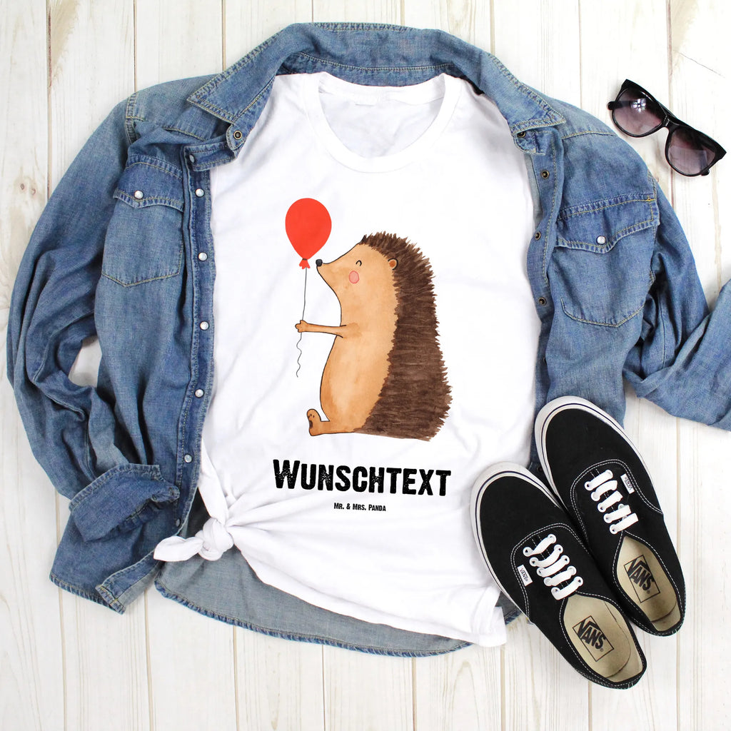 Rozmiar L Personalizowana koszulka jeż balon T-Shirt Personalisiert, T-Shirt mit Namen, Bedrucken, T-Shirt mit Aufruck, Wunschtext, Lustige Sprüche, Gute Laune, Tiere, Tiermotive, Geburtstagskind, Igel, Glückwunsch, Geburtstag, Herzlichen Glückwunsch, Ballon, Happy Birthday
