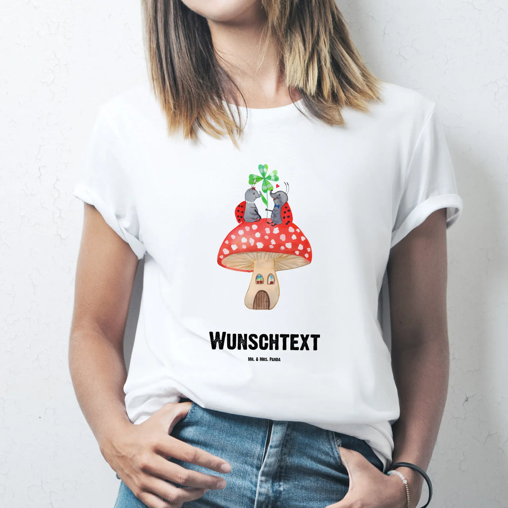 Rozmiar L Personalizowana koszulka biedronka Muchomor T-Shirt mit Namen, Wunschtext, Bedrucken, T-Shirt mit Aufruck, T-Shirt Personalisiert, Lustige Sprüche, Gute Laune, Tiere, Tiermotive, Marienkäfer, Wohnung, Haus, Zuhause, Fliegenpilz, Fleigenpilzhaus