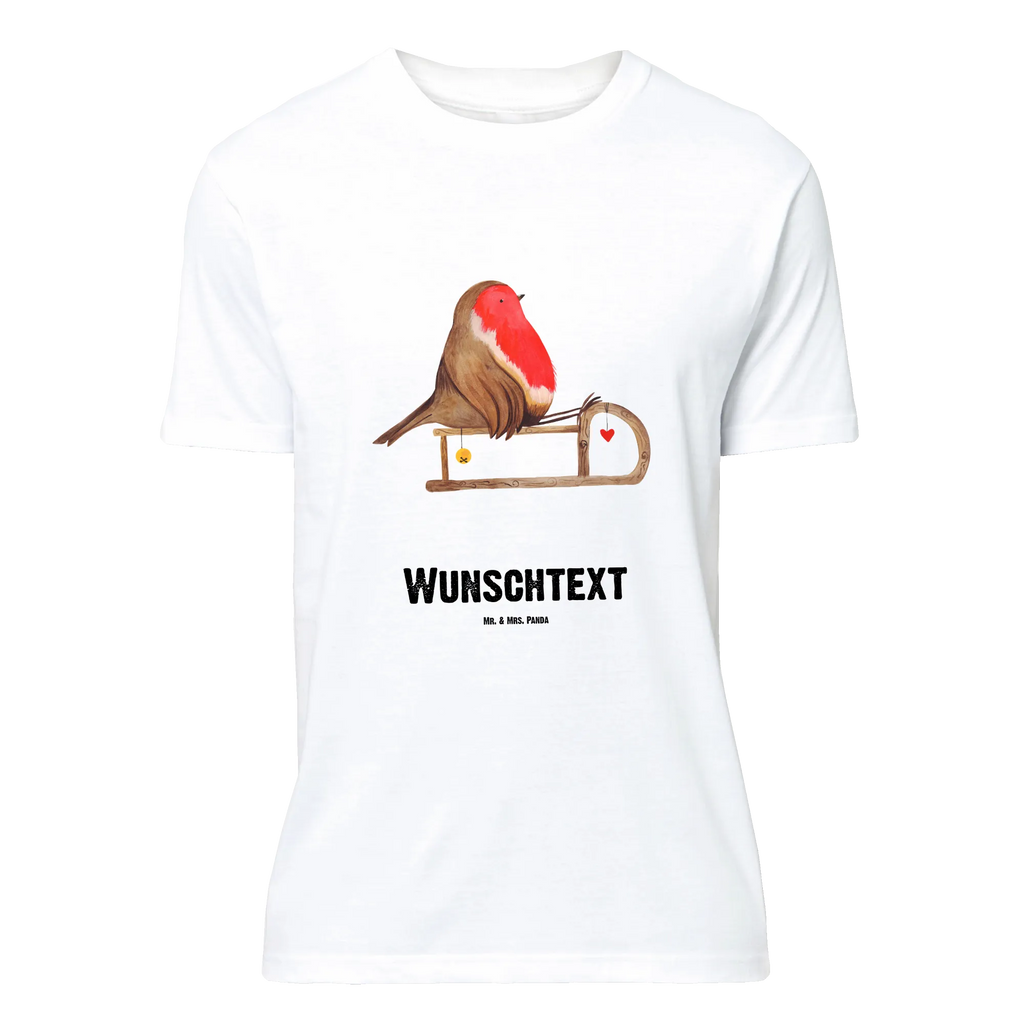 Personalised T-Shirt robin Sleds T-Shirt mit Aufruck, T-Shirt Personalisiert, Wunschtext, Bedrucken, T-Shirt mit Namen, Nikolaus, Weihnachtsdeko, Winter, Heiligabend, Advent, Wintermotiv, Weihnachten, Vogel, Schlitten