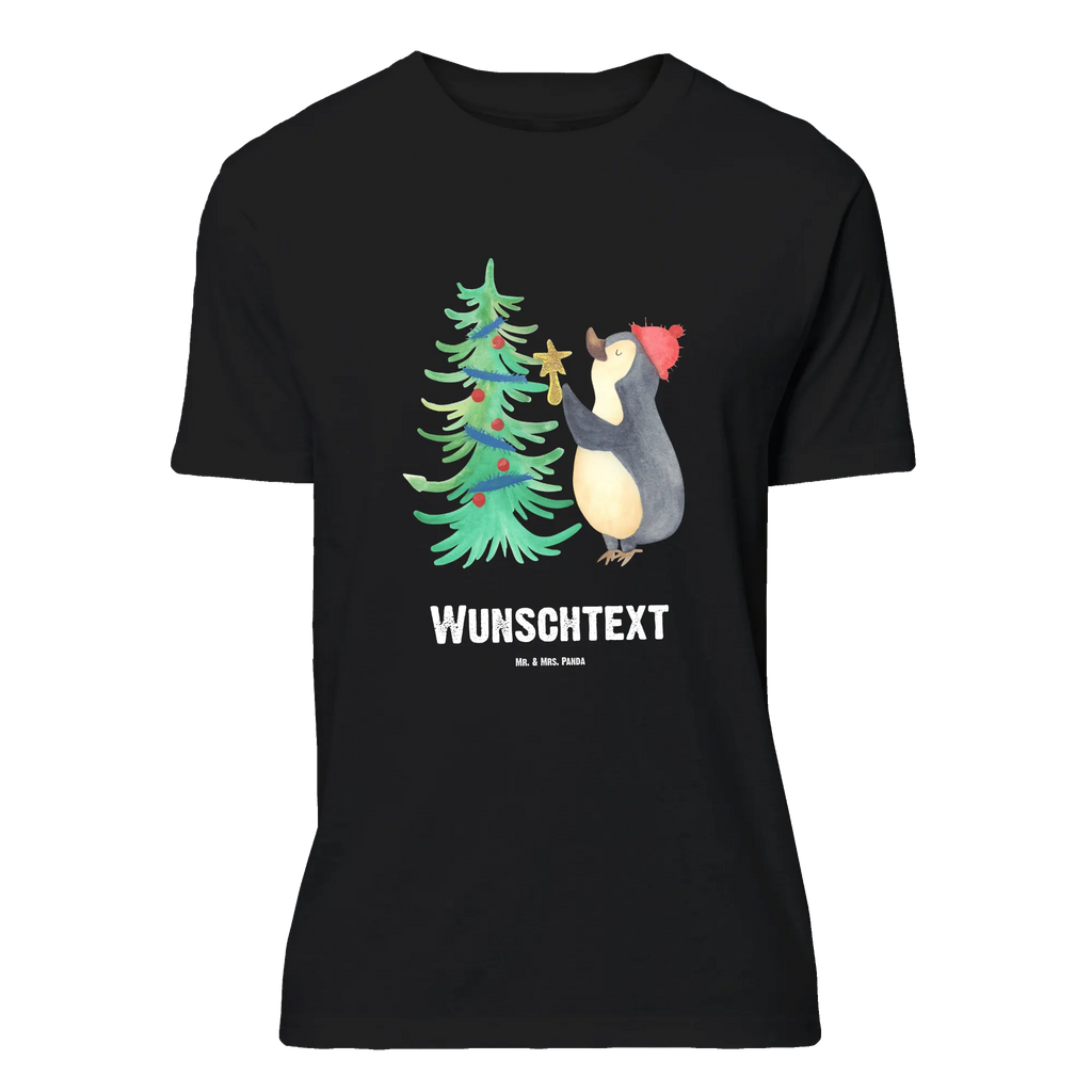 Personalisiertes T-Shirt Pinguin Weihnachtsbaum Bedrucken, T-Shirt mit Aufruck, T-Shirt Personalisiert, Wunschtext, T-Shirt mit Namen, Nikolaus, Weihnachtsdeko, Winter, Heiligabend, Advent, Wintermotiv, Weihnachten, Pinguin