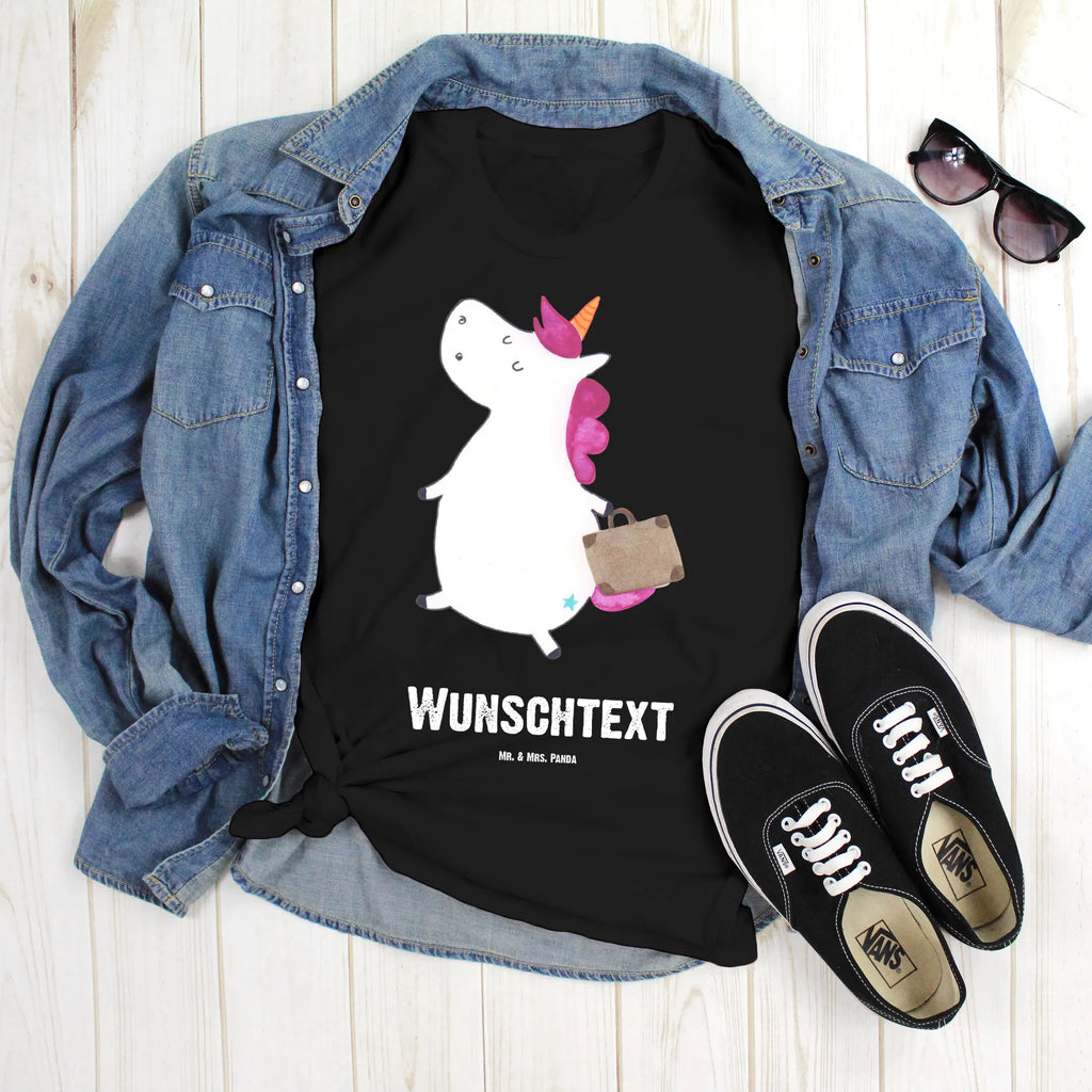 Rozmiar L Personalizowana koszulka Jednorożec walizka Bedrucken, T-Shirt mit Namen, T-Shirt Personalisiert, Wunschtext, T-Shirt mit Aufruck, Einhorn Deko, Unicorn, Einhorn, Einhörner, Erwachsen, Verreisen, Lustig, Kind, Abenteuer, Koffer, Witzig, Reise, Gepäck, Albern, Spaß