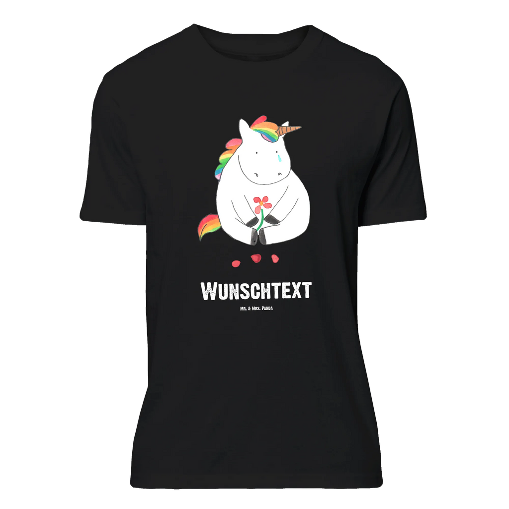 Personalised T-Shirt unicorn Sad Wunschtext, T-Shirt mit Namen, T-Shirt Personalisiert, Bedrucken, T-Shirt mit Aufruck, Einhorn Deko, Unicorn, Einhorn, Einhörner, Glitzer, Freunde, Liebe, Trauer, Blume, Trösten. Freundschaft, Grußkarte
