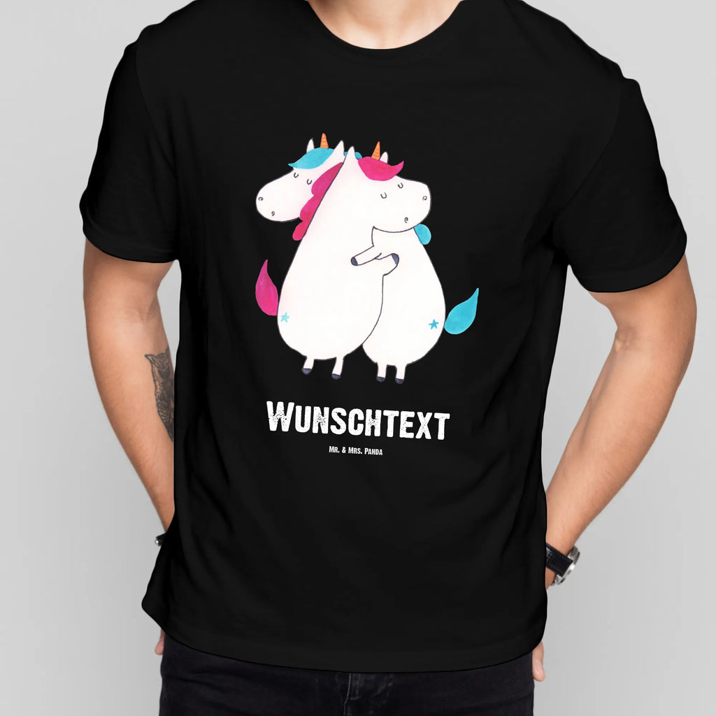 Rozmiar L Personalizowana koszulka Jednorożce Przytulanie T-Shirt Personalisiert, Bedrucken, T-Shirt mit Namen, Wunschtext, T-Shirt mit Aufruck, Einhorn Deko, Unicorn, Einhorn, Einhörner, Liebe, Familie, BFF, Schwester, Schwestern, Freundinnen, Geschwister, Freundin, Sister
