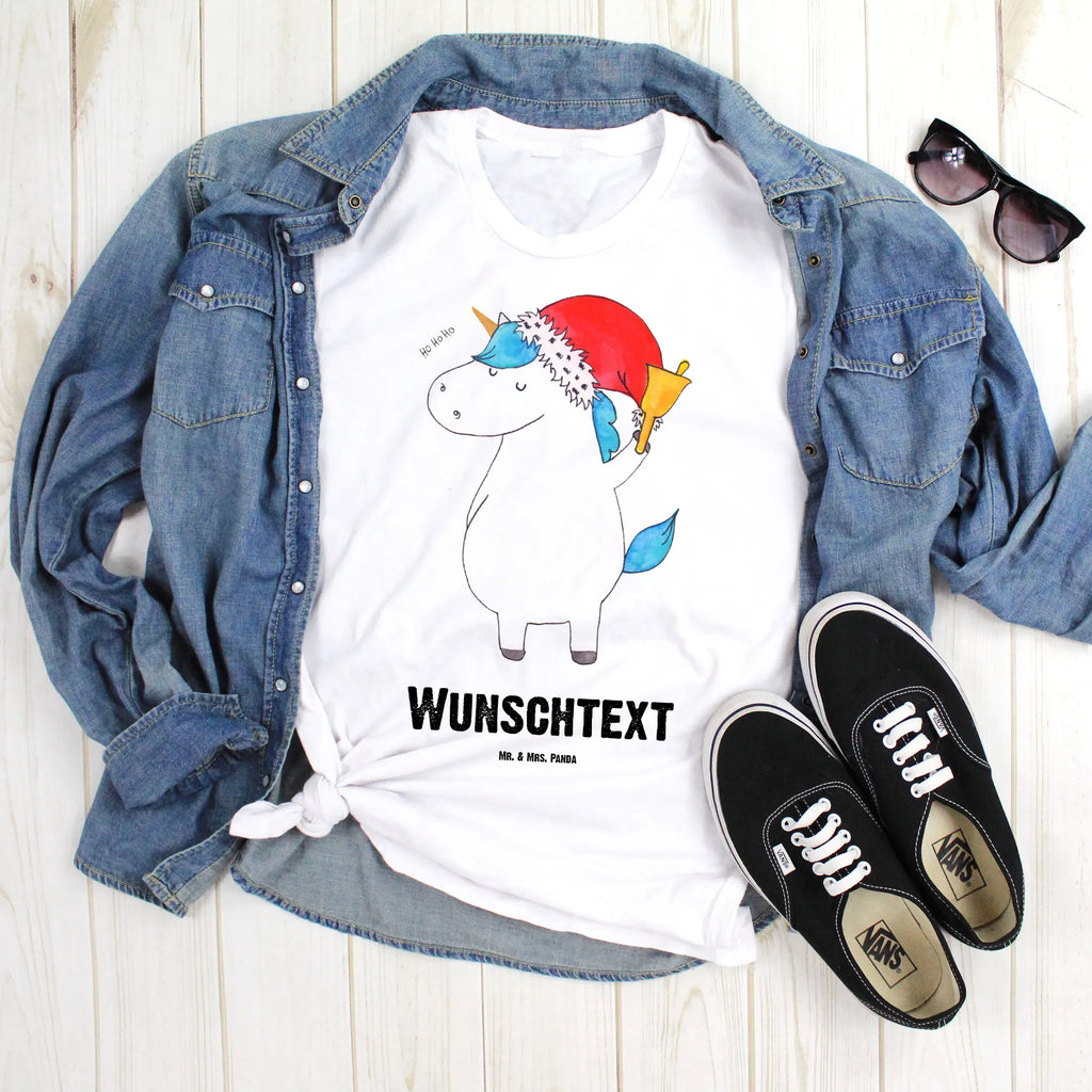 Personalisiertes T-Shirt Einhorn Weihnachtsmann T-Shirt Personalisiert, T-Shirt mit Namen, Wunschtext, Bedrucken, T-Shirt mit Aufruck, Einhorn Deko, Unicorn, Einhorn, Einhörner, Feenstaub, Nikolaus, Weihnachten, Gin, Wunschliste, Schoki, Wunschzettel, Schokolade, Weihnachtsmann