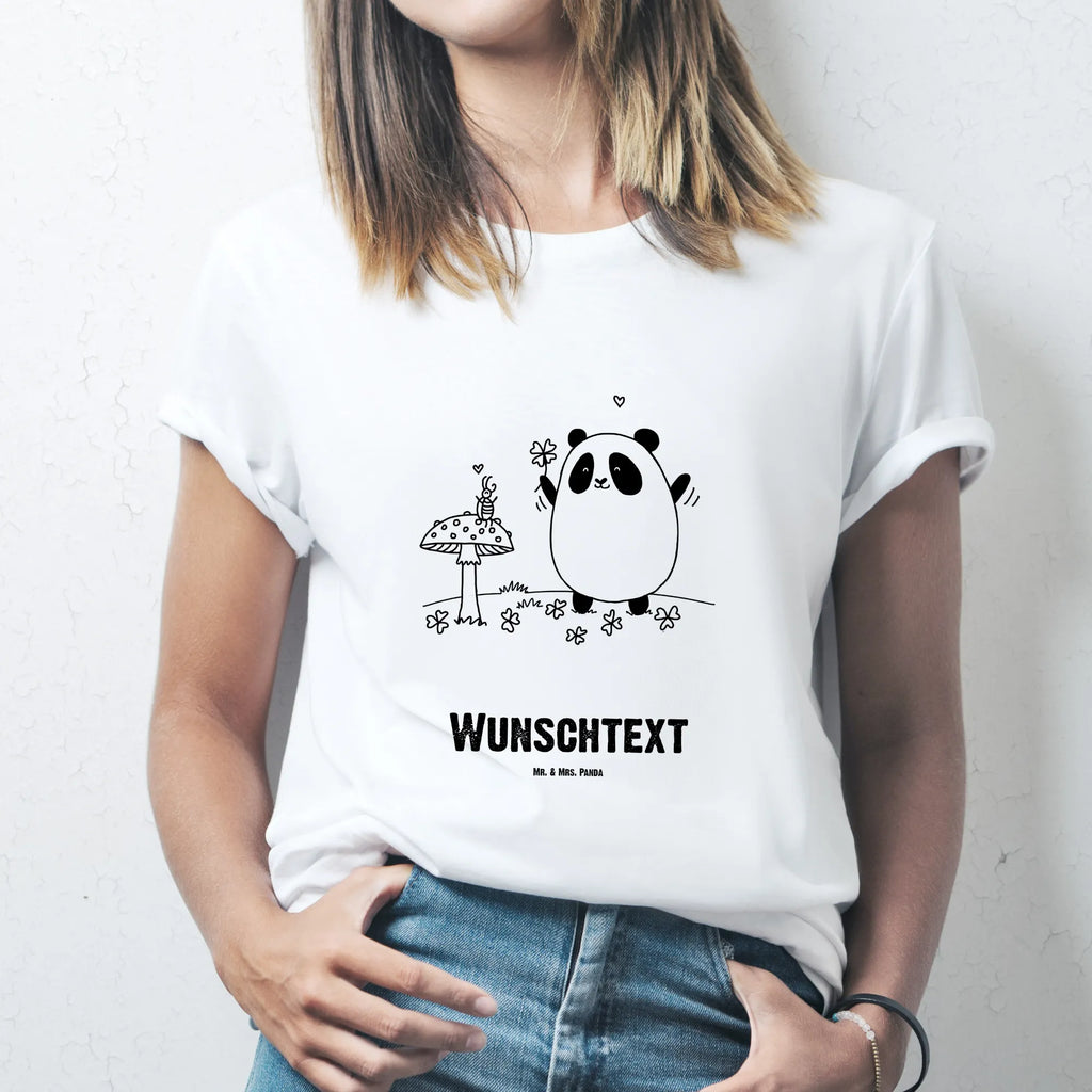 Rozmiar L Personalizowana koszulka Panda Szczęście T-Shirt mit Aufruck, T-Shirt mit Namen, T-Shirt Personalisiert