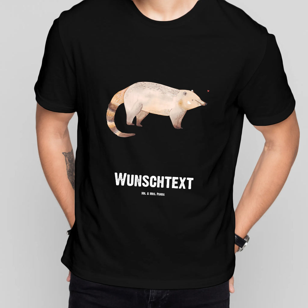 Rozmiar L Personalizowana koszulka Koati T-Shirt mit Aufruck, T-Shirt mit Namen, Bedrucken, T-Shirt Personalisiert, Wunschtext, Lustige Sprüche, Gute Laune, Tiere, Tiermotive, Rüsselbär, Nasenbären, Nasenbär, Bär