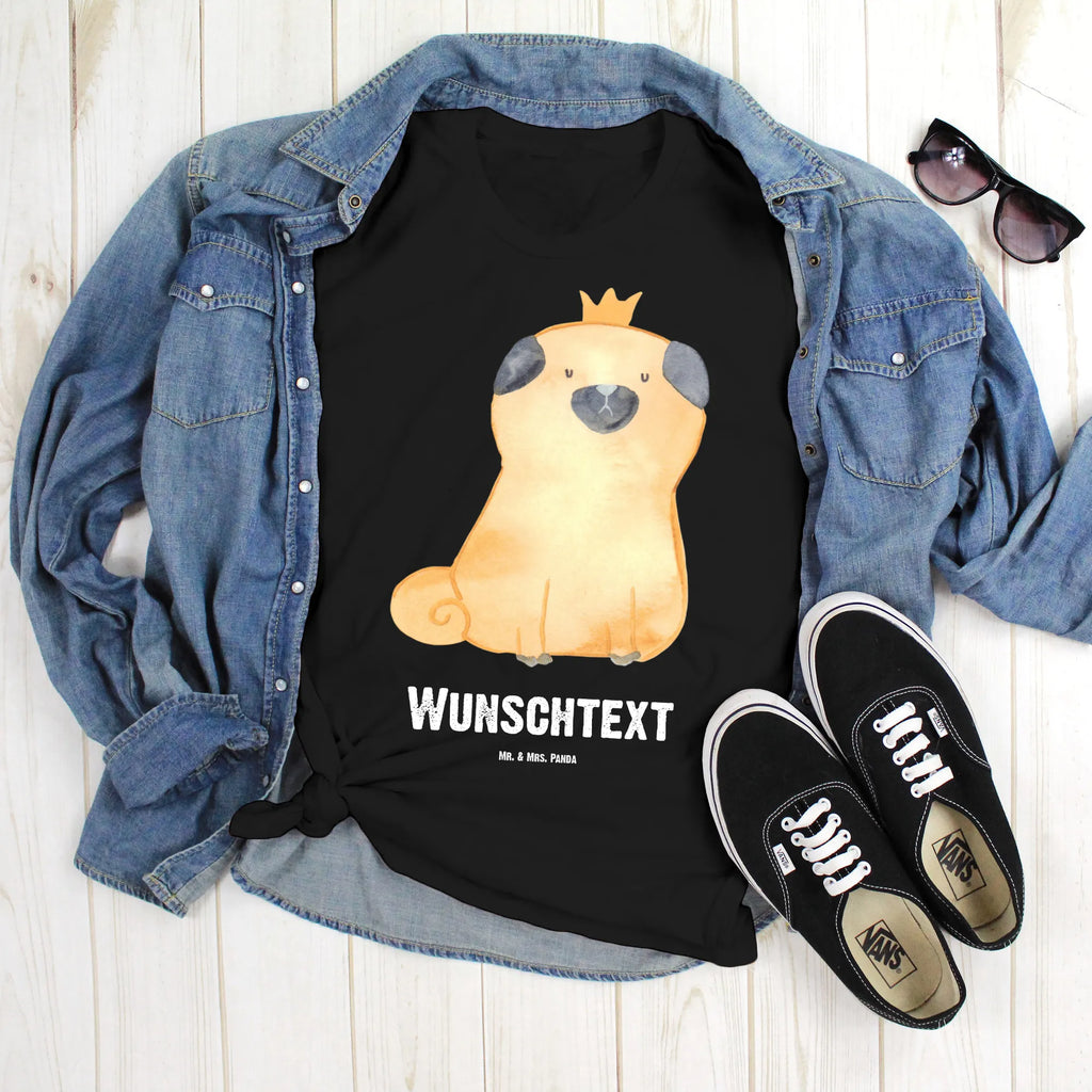 Rozmiar L Personalizowana koszulka mops korona Bedrucken, Wunschtext, Männer, T-Shirt mit Aufruck, Frauen, T-Shirt mit Namen, T-Shirt Personalisiert, Hund, Hundemotiv, Haustier, Hunderasse, Tierliebhaber, Hundebesitzer, Sprüche, lustig, Hundebesitzer. Spruch, kinderlos, allergisch, Hausregel, Mops