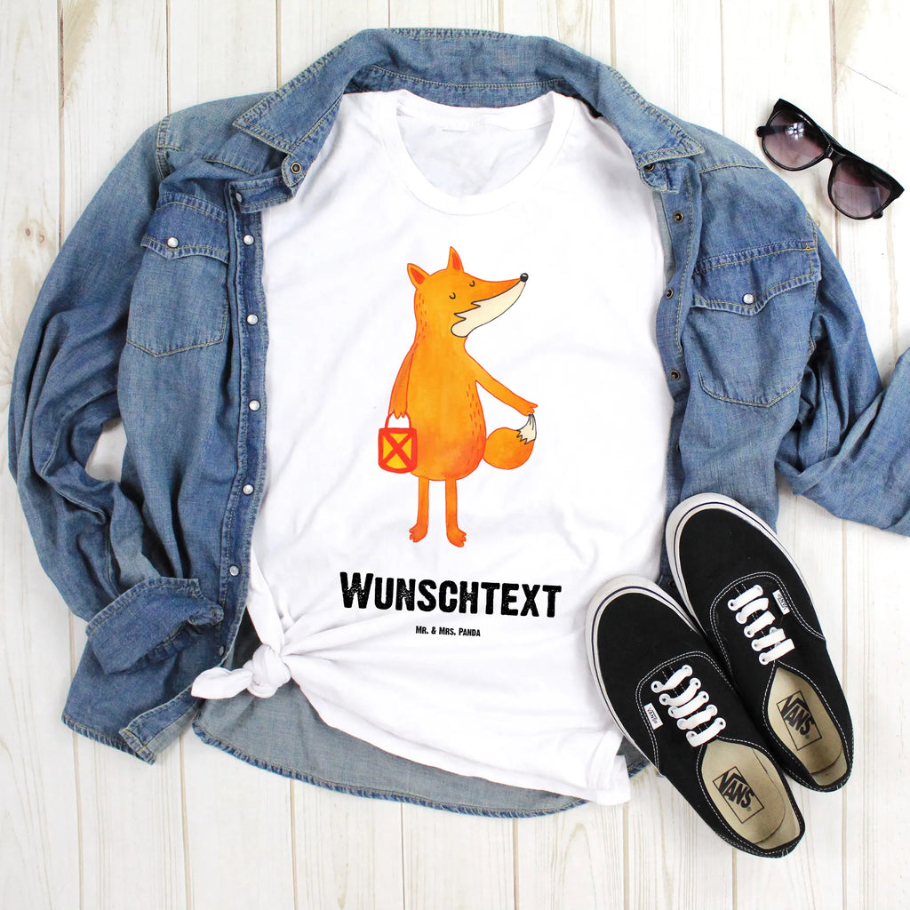 Personalised T-Shirt Fox Lantern T-Shirt mit Aufruck, Bedrucken, Wunschtext, T-Shirt mit Namen, T-Shirt Personalisiert, Fuchs, Spruch Trösten, Cäsar Otto Hugo Flaischlen, Sankt Martin, Füchse, Laternenumzug, Aufmuntern, Laterne, Liebeskummer Spruch